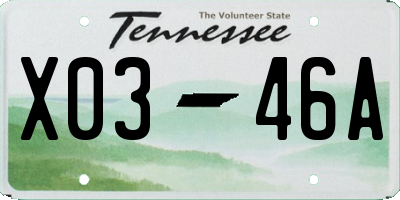 TN license plate X0346A
