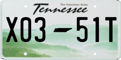 TN license plate X0351T