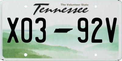 TN license plate X0392V