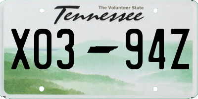 TN license plate X0394Z