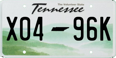 TN license plate X0496K