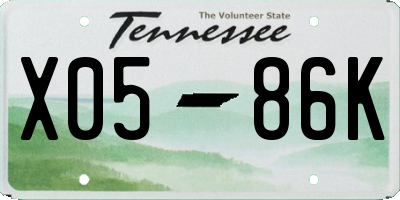 TN license plate X0586K