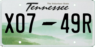 TN license plate X0749R