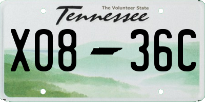 TN license plate X0836C
