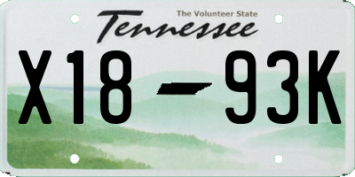 TN license plate X1893K