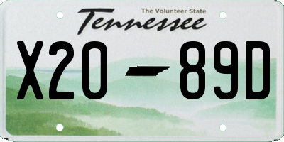 TN license plate X2089D