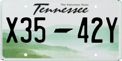 TN license plate X3542Y