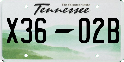 TN license plate X3602B