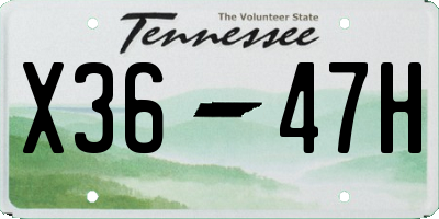 TN license plate X3647H
