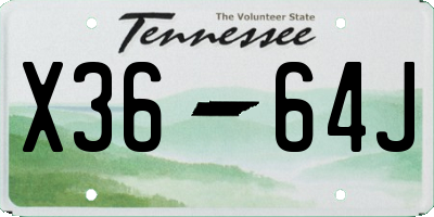 TN license plate X3664J