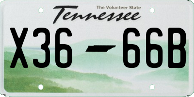 TN license plate X3666B