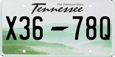 TN license plate X3678Q