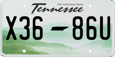 TN license plate X3686U