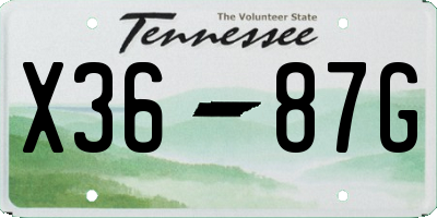 TN license plate X3687G