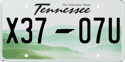 TN license plate X3707U