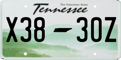 TN license plate X3830Z