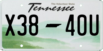 TN license plate X3840U