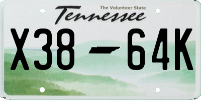 TN license plate X3864K