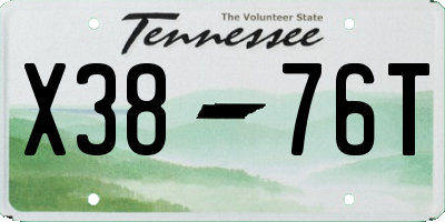 TN license plate X3876T