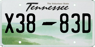 TN license plate X3883D