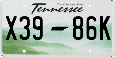 TN license plate X3986K