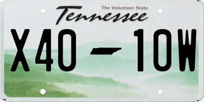 TN license plate X4010W