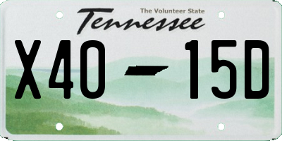 TN license plate X4015D