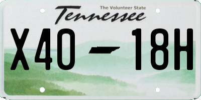 TN license plate X4018H