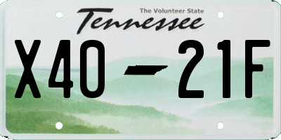 TN license plate X4021F