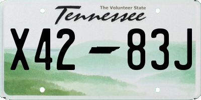 TN license plate X4283J