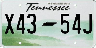 TN license plate X4354J
