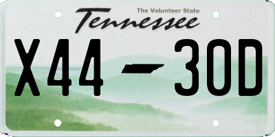 TN license plate X4430D