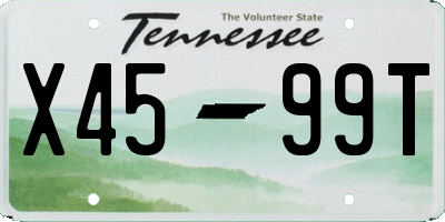 TN license plate X4599T