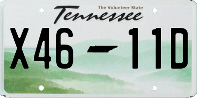 TN license plate X4611D
