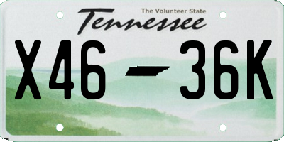 TN license plate X4636K