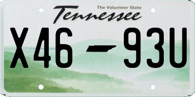 TN license plate X4693U
