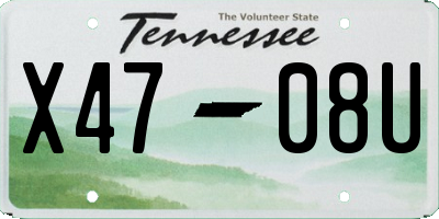 TN license plate X4708U
