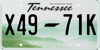 TN license plate X4971K