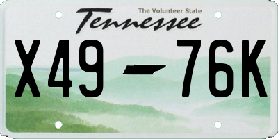 TN license plate X4976K