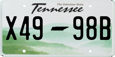 TN license plate X4998B