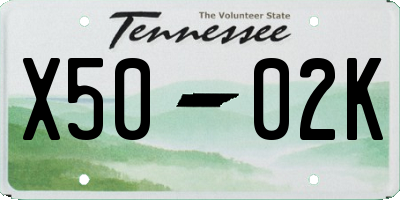 TN license plate X5002K