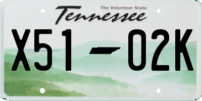 TN license plate X5102K