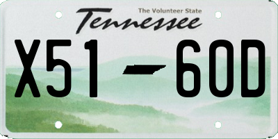 TN license plate X5160D