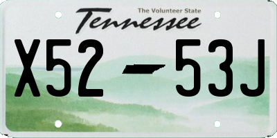 TN license plate X5253J