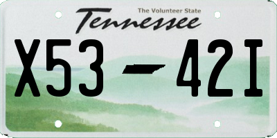 TN license plate X5342I