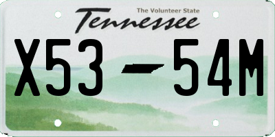 TN license plate X5354M