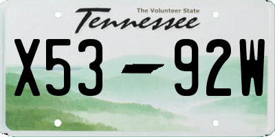 TN license plate X5392W