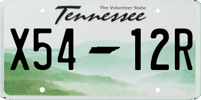 TN license plate X5412R