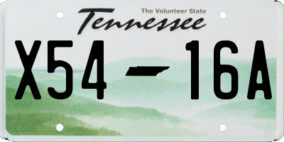 TN license plate X5416A