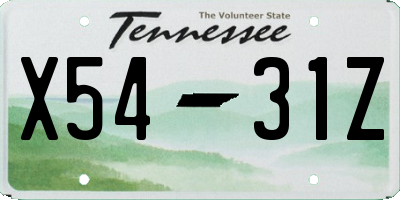 TN license plate X5431Z